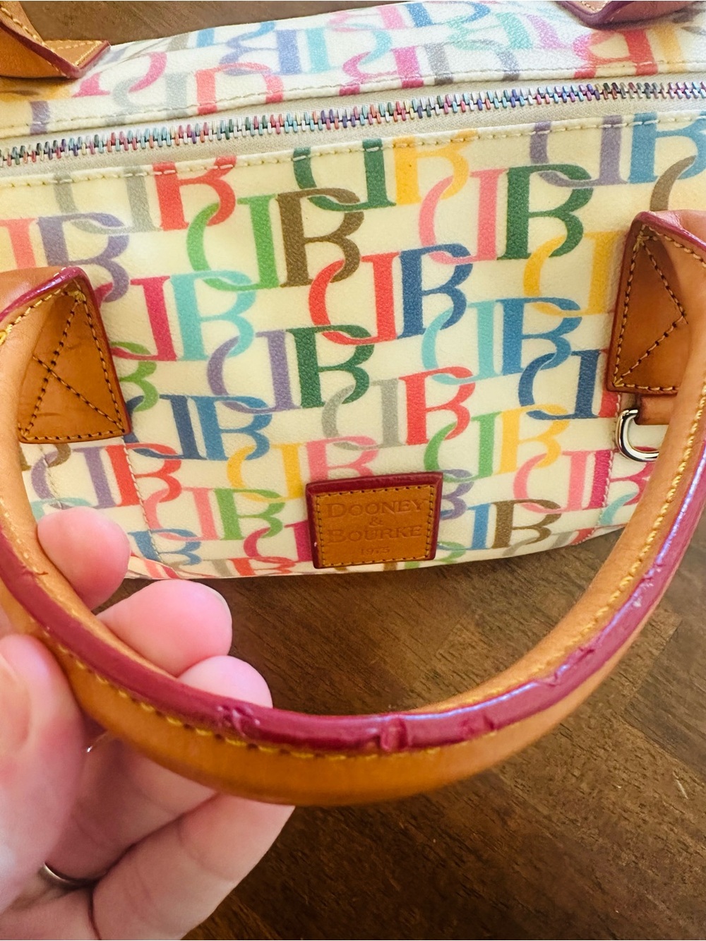 VTG Dooney & Bourke Y2K Rainbow Scribble Canvas Duffle Barrel Bag - Picture 8 of 14